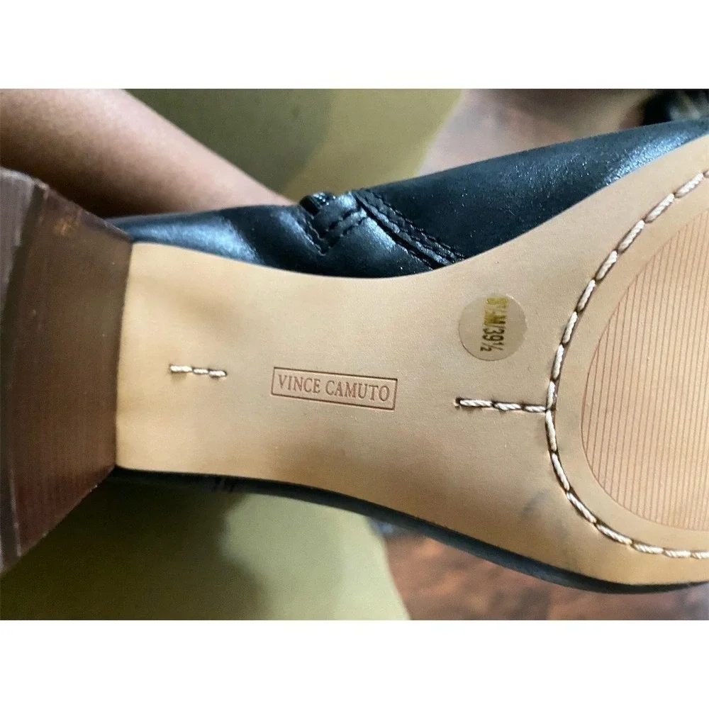 Vince Camuto Tall Boots Womens 8.5 Black Pointed Toe Block Heel Zip - Picture 3 of 5